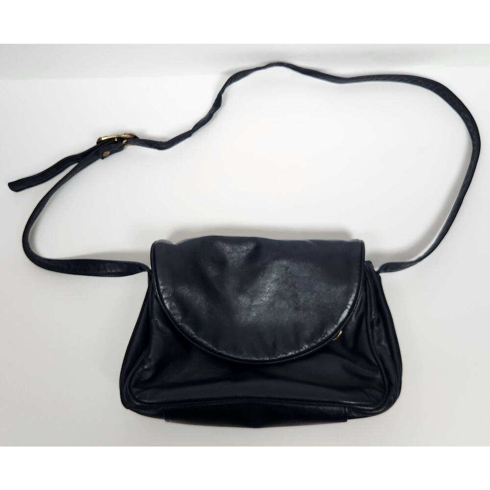 STONE MOUNTAIN Leather Crossbody/Shoulder Purse Blue Adjustable Strap Front Flap